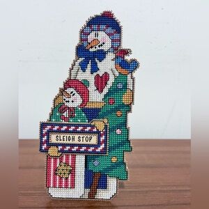 Dimensions Stand Ups Counted Cross Stitch Sleigh Stop Completed